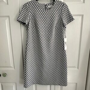 Calvin Klein Women's Geometric Print Short‎ Sleeve Sheath Dress Size 6